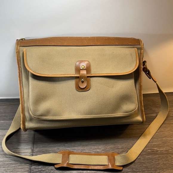 Brahmin & Sperry Tan Canvas And Leather Men's Messenger Bag
